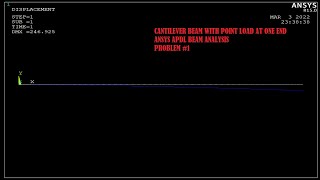 Cantilever Beam Analysis | Point Load | Beam Analysis | Problem 1 | ANSYS APDL