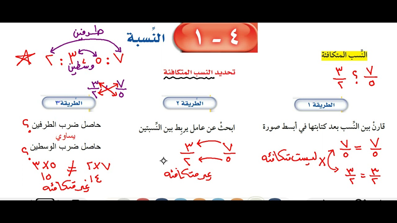 النسبة أول متوسط