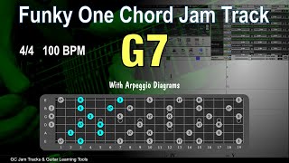 G7 One Chord Backing Track. Funky Groove 100 Bpm With Arpeggio Diagrams