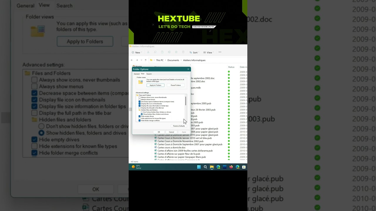 How to show file extensions and hidden files or folders in windows 10 and widows 11 | #shorts