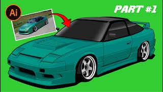 Nissan 180sx car vector   Adobe Illustration