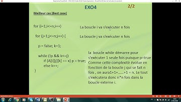 Algorithmique et Structures de Données Avancées : exercices de calcul de complexité