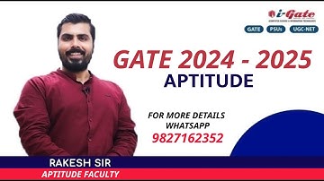 GATE 2024 | APTITUDE | Lecture 02 | PYQ | FREE LECTURE | Rakesh Sir | iGate Bhilai