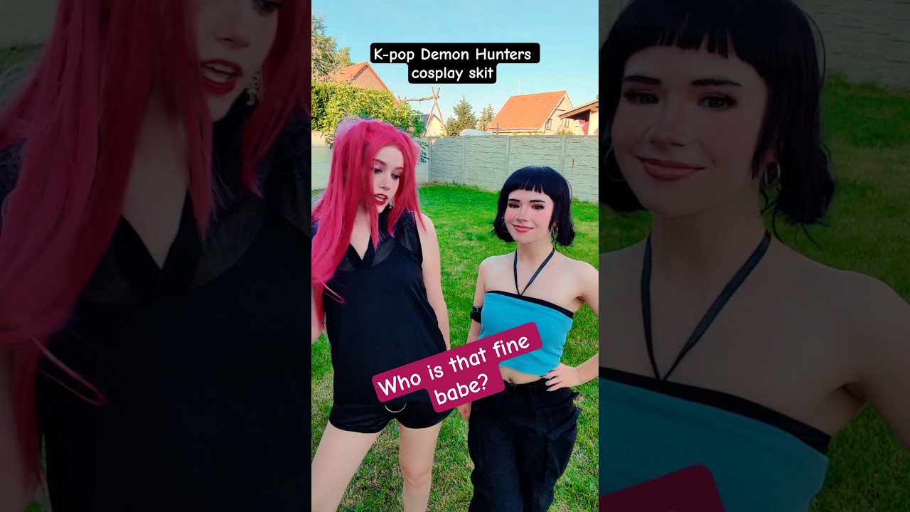 Who is that fine babe? | Mira & Zoey @nikkihatsunecosplay K-pop demon hunters #cosplay #shorts