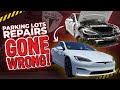 Cheaper isn&#39;t always better...PARKING LOT REPAIRS GONE WRONG!!! 2021 Tesla Model S Plaid.