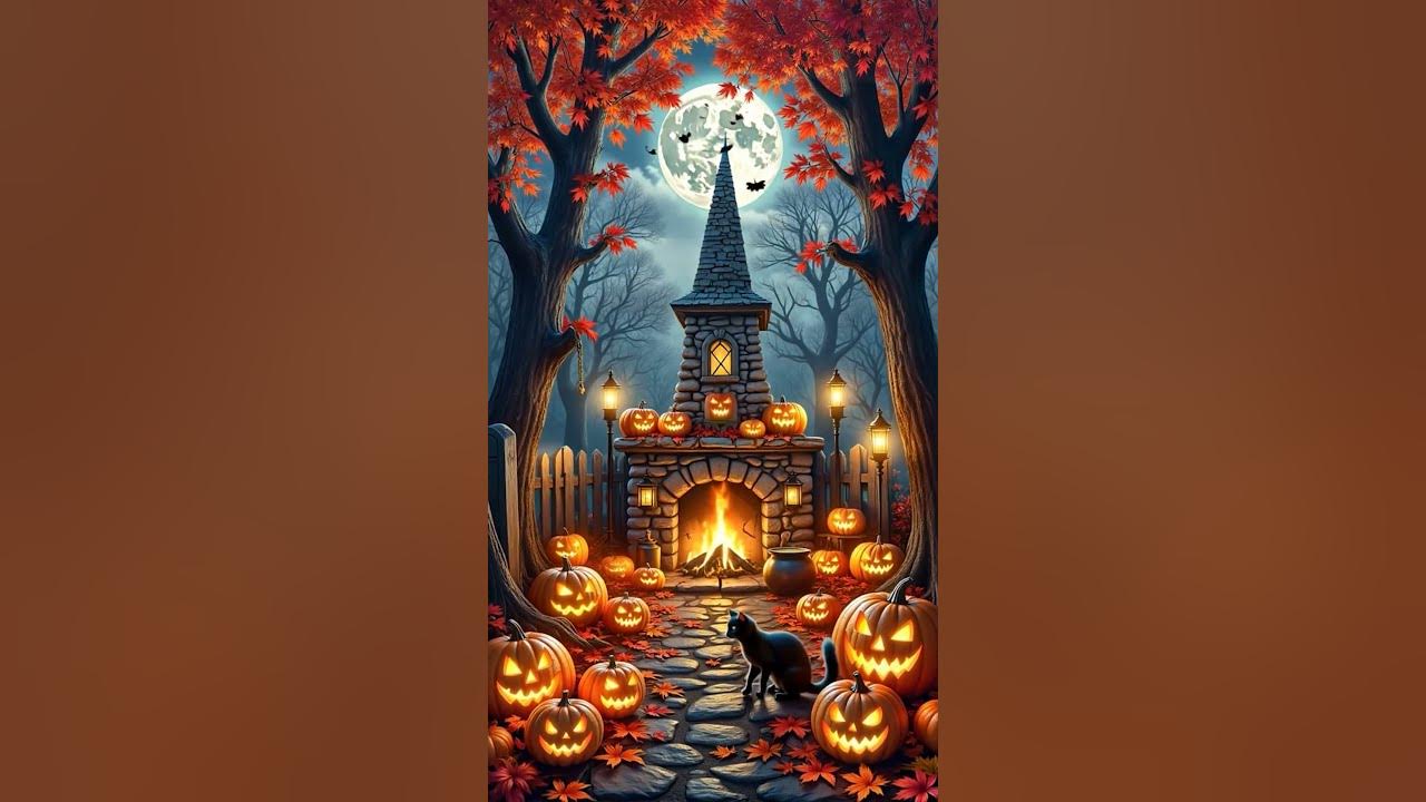 Warm Halloween Fire Under The Full Moon 👻 Best Spooky Halloween Music 🎃 Halloween Background Music