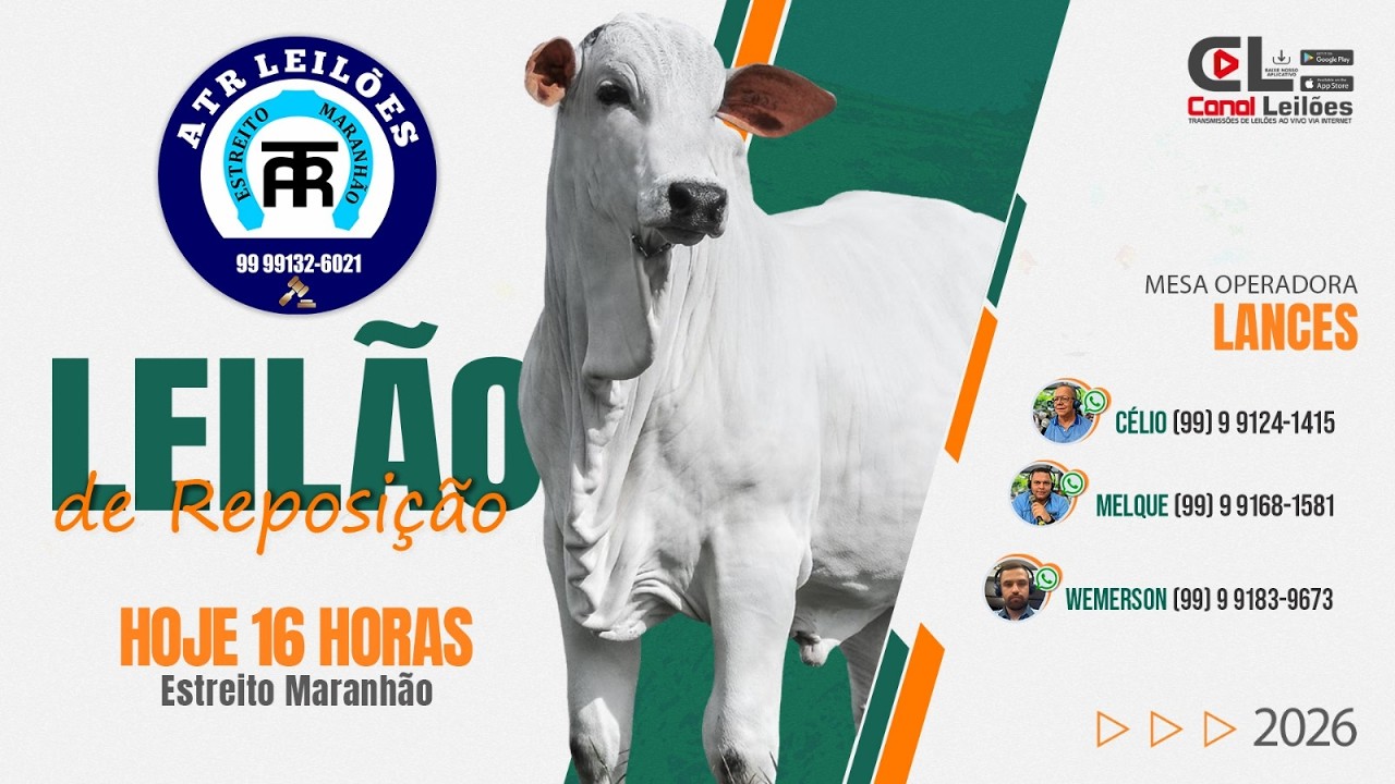 LEILÃO DE REPOSIÇÃO ATR LEILÕES | ESTREITO-MA -  27/02/2026