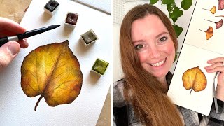 A PERFECT Beginner Watercolor Tutorial | Watercolor Painting for Beginners (Autumn Leaf)