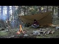 2 Days Solo Bushcraft, oilskin tarp, making adjustable frying pan and pot hanger, finished my plate