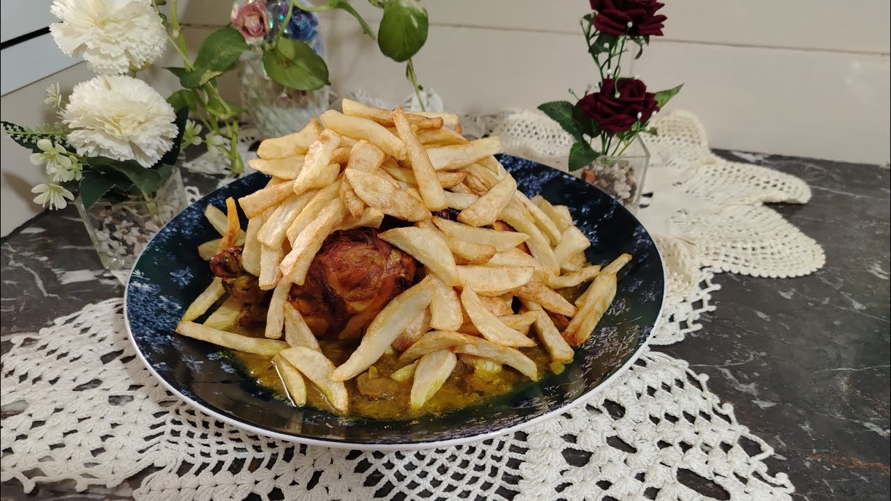 الدجاج بالبطاطس فريت الأكلة المفضلة لأبنائي 👍