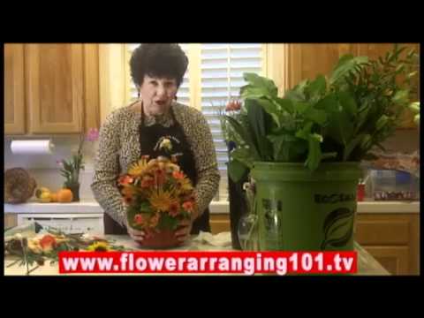 Flower Arranging - Fall Floral Arrangement in a Pumpkin Basket