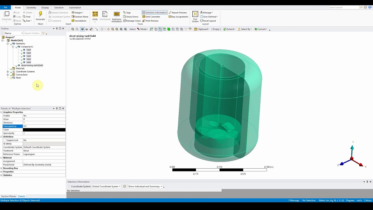 ANSYS Meshing 5.1 CFD Mesh Quality Mixing Tank YouTube