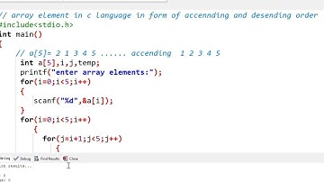 Array Elements in Ascending and Descending Order in C Language. Explain in Hindi || By Cse Code...