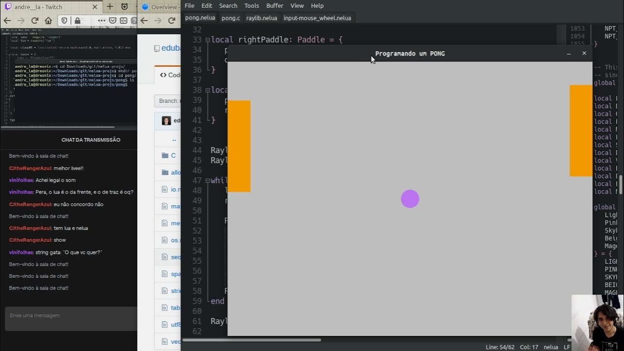 Programando PONG (arquivo de transmissão improvisada) - YouTube