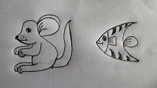 How To Draw Cute Squirrel And Fish From S6 Very Easily Drawing Pictures Easy Art Ideas