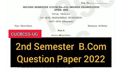 MANAGERIAL ECONOMICS            |         2nd Semester    B.Com.   Question Paper  2022 #calicut