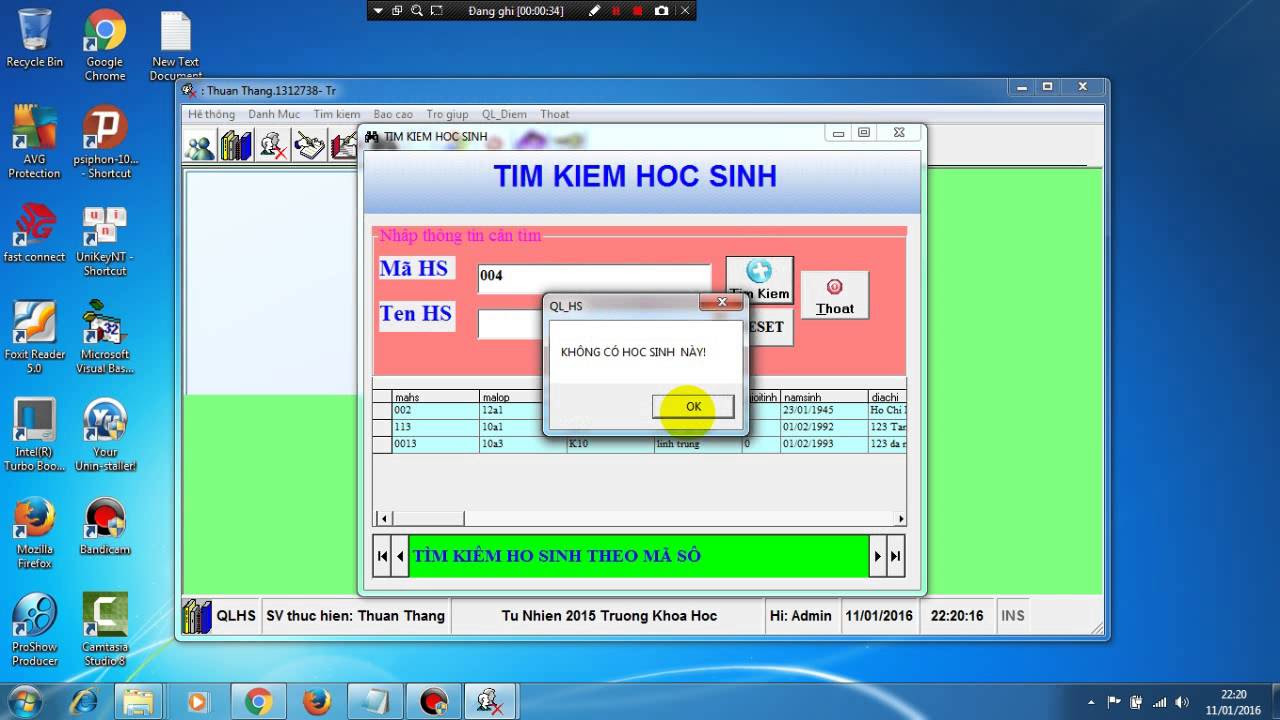 Tìm kiếm theo Tên - Mã Học Sinh - Hoàng Thuận Thắng -- Demo - youtube