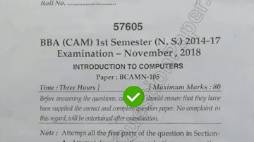 Mdu BBA CAM 1st Sem Introduction to Computer Question Paper #MduQuestionPaper