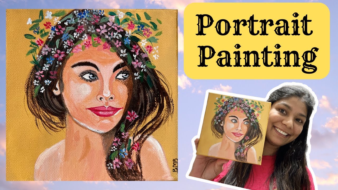 Woman portrait Painting Acrylic painting tutorial step by step Portrait Painting YouTube