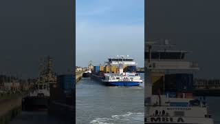 when a ship docks at the dock #boot#binnenvaart #antwerp #schip