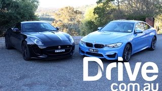 BMW M4 vs Jaguar F-Type V6S Video Review | Drive.com.au