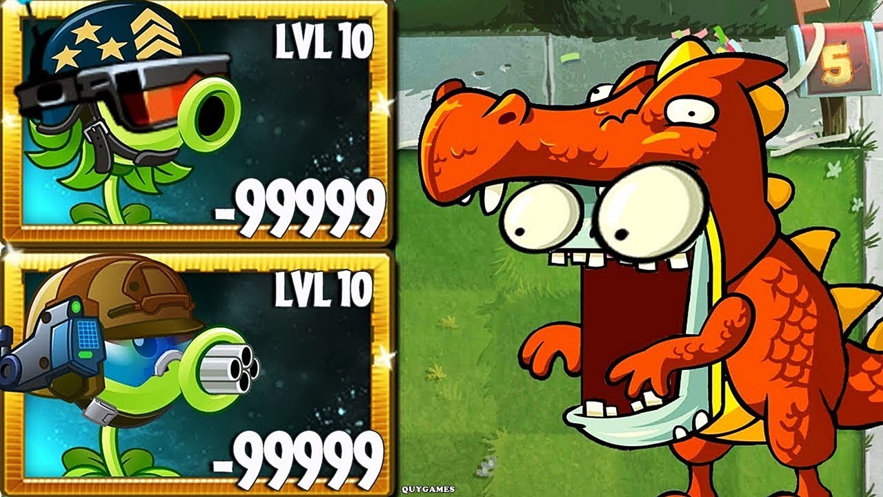 Plants vs Zombies 2: 100 Mega Gatling Pea vs Imp Dragon Zombie Level ...