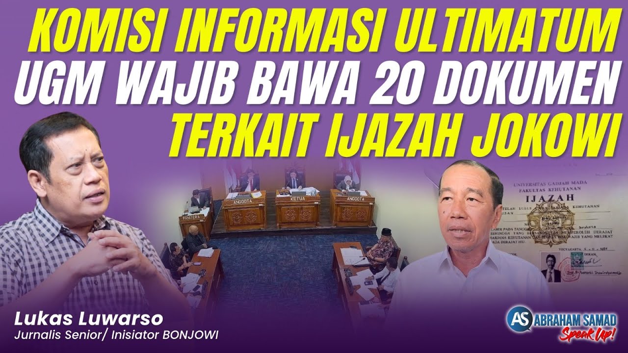 Komisi Informasi Ultimatum UGM Wajib Bawa 20 Dokumen Terkait Ijazah Jokowi | #SPEAKUP