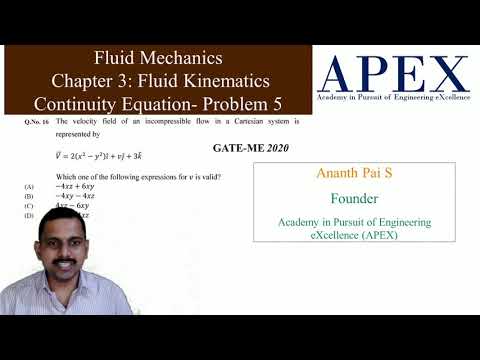 Continuity Equation  Problem 5, GATE - ME1 - 2020