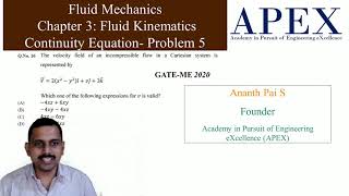 Continuity Equation  Problem 5, GATE - ME1 - 2020