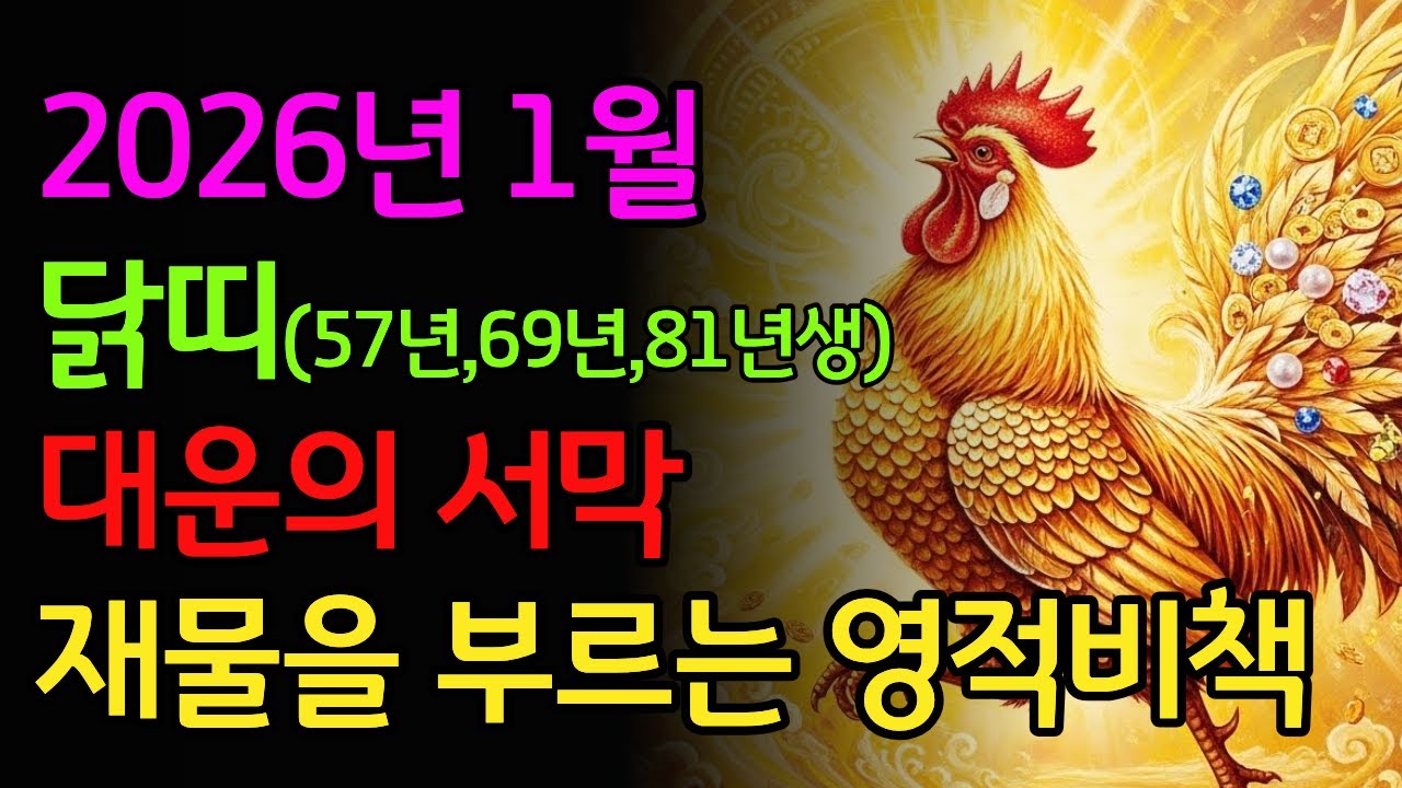 2026년 1월 닭띠 대운이 깃들어 재물운과 건강운 폭발의 시작입니다 57년생 69년생 81년생