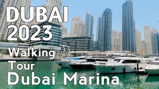 Dubai Marina Evening Walking Tour 4K | United Arab Emirates 🇦🇪