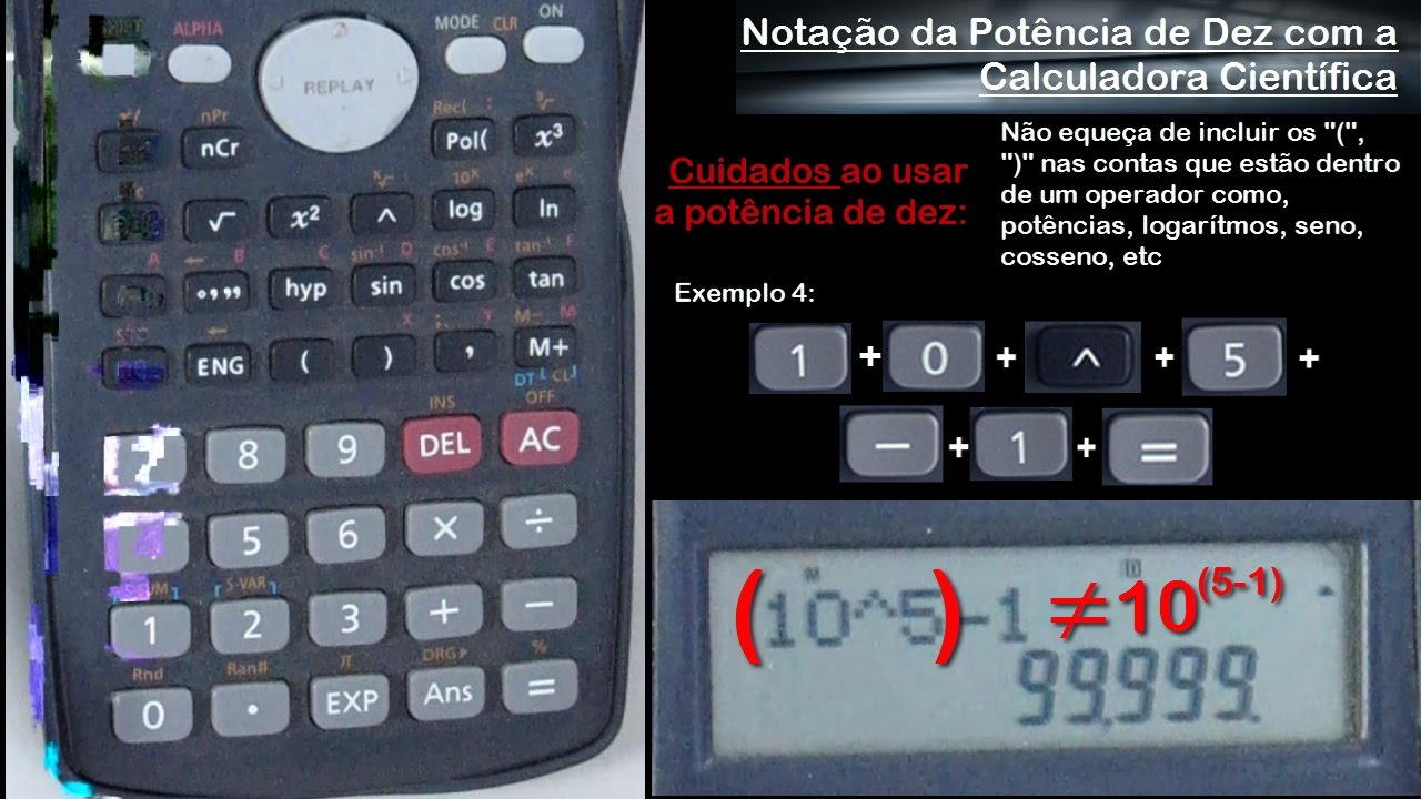 Potência de Dez e sua Notação em uma Calculadora Científica 