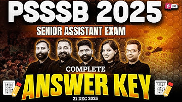 PSSSB Senior Assistant Answer Key 2025 | Senior Assistant Answer Key | Complete Answer Key