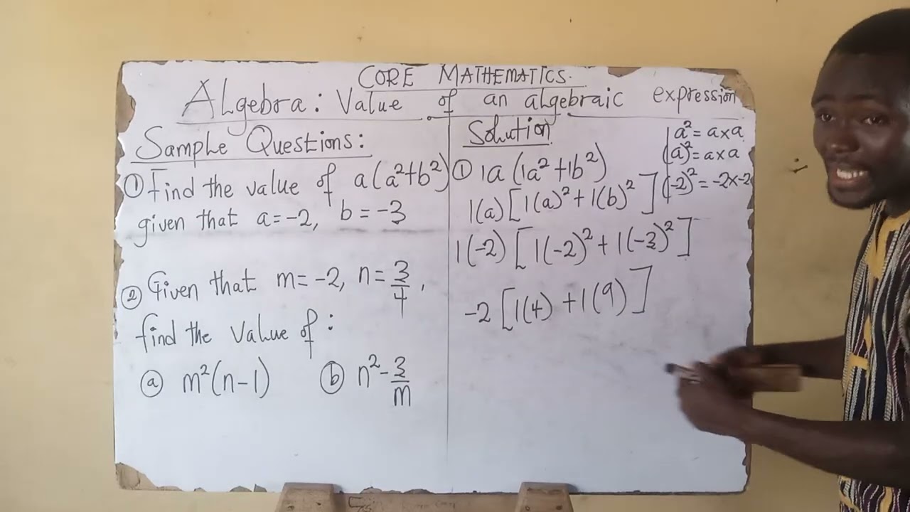 Algebra ( finding the value of an algebraic Expression)
