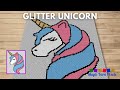 Free graph glitter unicorn c2c  tapestry crochet pattern  magic yarn pixels