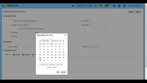 Oracle HCM Cloud  Event creation calendar