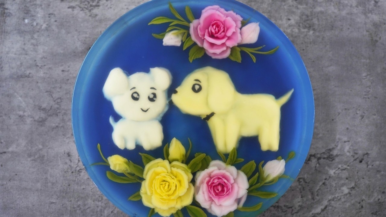 Amazing 3D Jelly Cake – Cute Puppy Couple Design