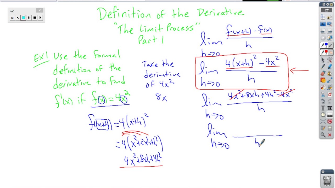 Def of Deriv the limit process part 1 YouTube