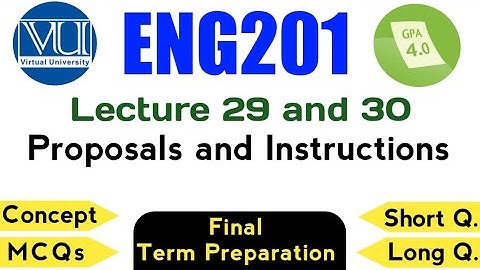 Eng201 Short Lecture 29 and 30 | Eng201 Final Term Preparation | Eng201 Past MCQs | VU