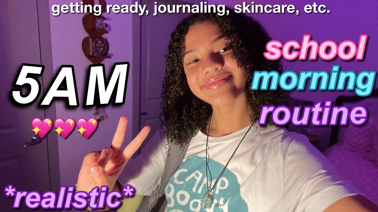 5AM SCHOOL MORNING ROUTINE🤍 grwm, journal, skincare + more