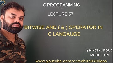 C PROGRAMMING LECTURE 57 (HINDI/URDU) BITWISE AND (&) OPERATOR IN C BY MOHITJAIN
