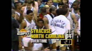 UNC ncaa basketball overtime win vs SYRACUSE 1987