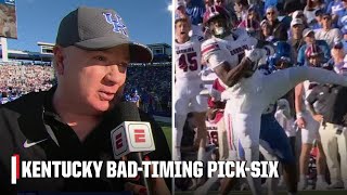 Celebrity Kentucky throws a PICK-SIX right after Mark Stoops calls their deficit 'self-inflicted' | ESPN CFB Net Worth