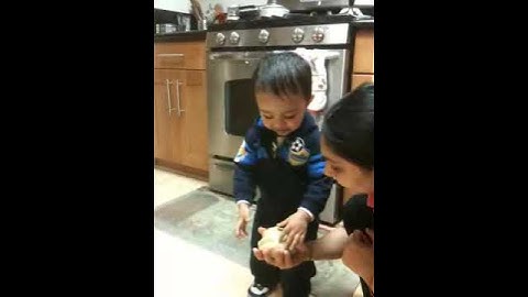 Anay amazed by dough