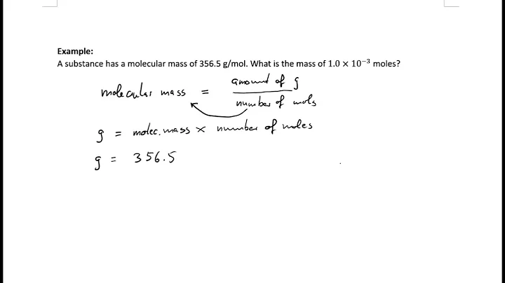 Amount of grams in a given number of moles