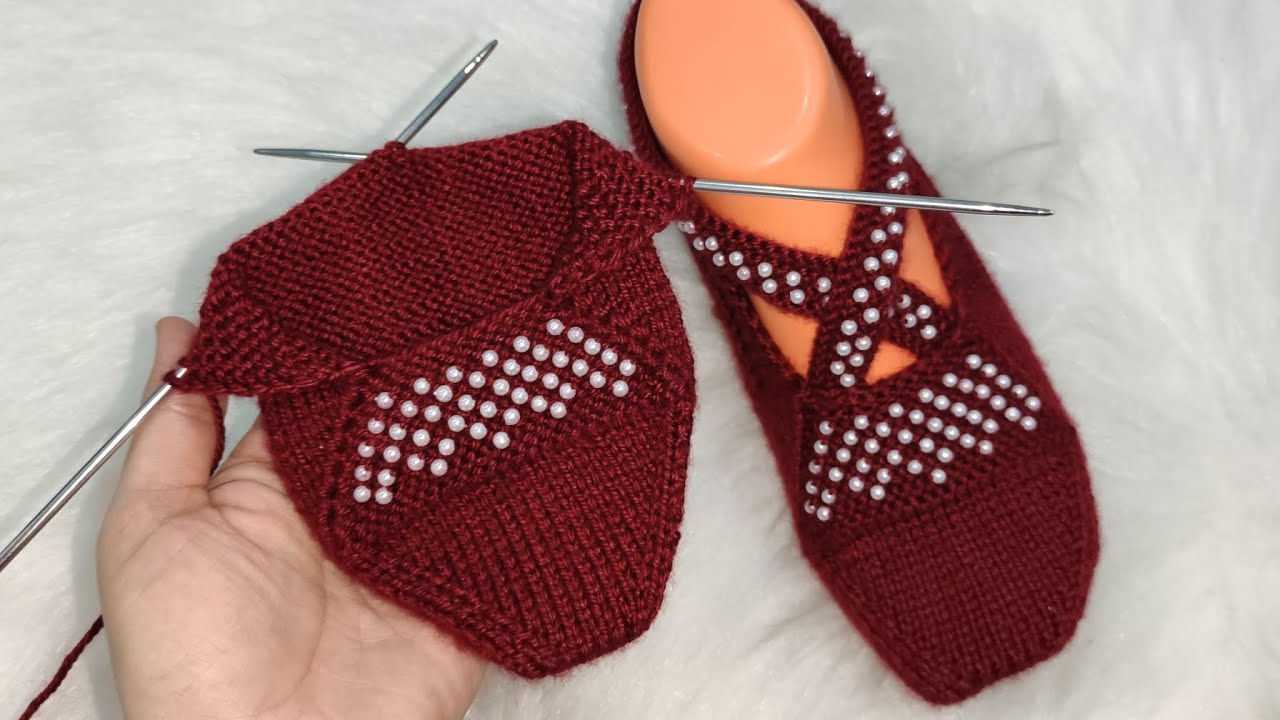 BU PATİK EFSANE OLDU 💯 İKİ ŞİŞ BONCUKLU PATİK YAPILIŞI #beşşiş #beşşişpatik #knitting #keşfet