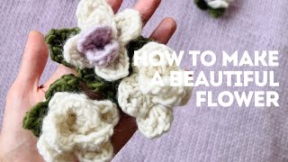 🌸 Crochet Tutorial | How to Make a Beautiful Flower with Leaves Step by Step