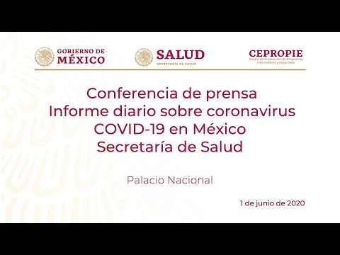 Informe diario sobre coronavirus COVID-19 en México. Secretaría de Salud. Lunes 1 de junio, 2020.