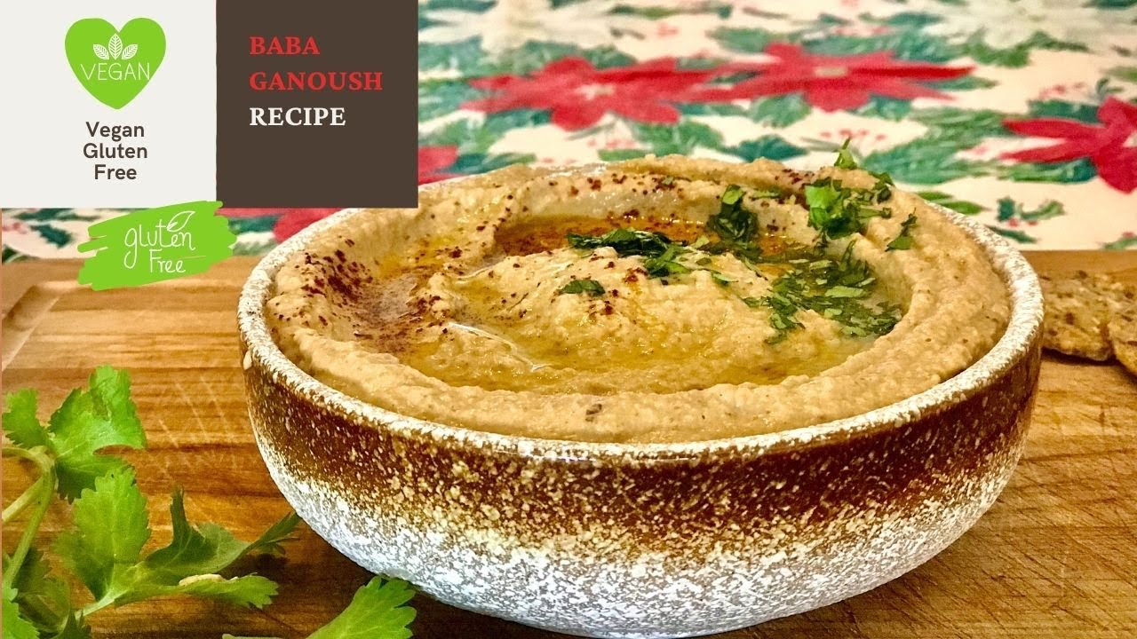 ROASTED EGGPLANT HUMMUS baba ganoush recipe vegan gluten free