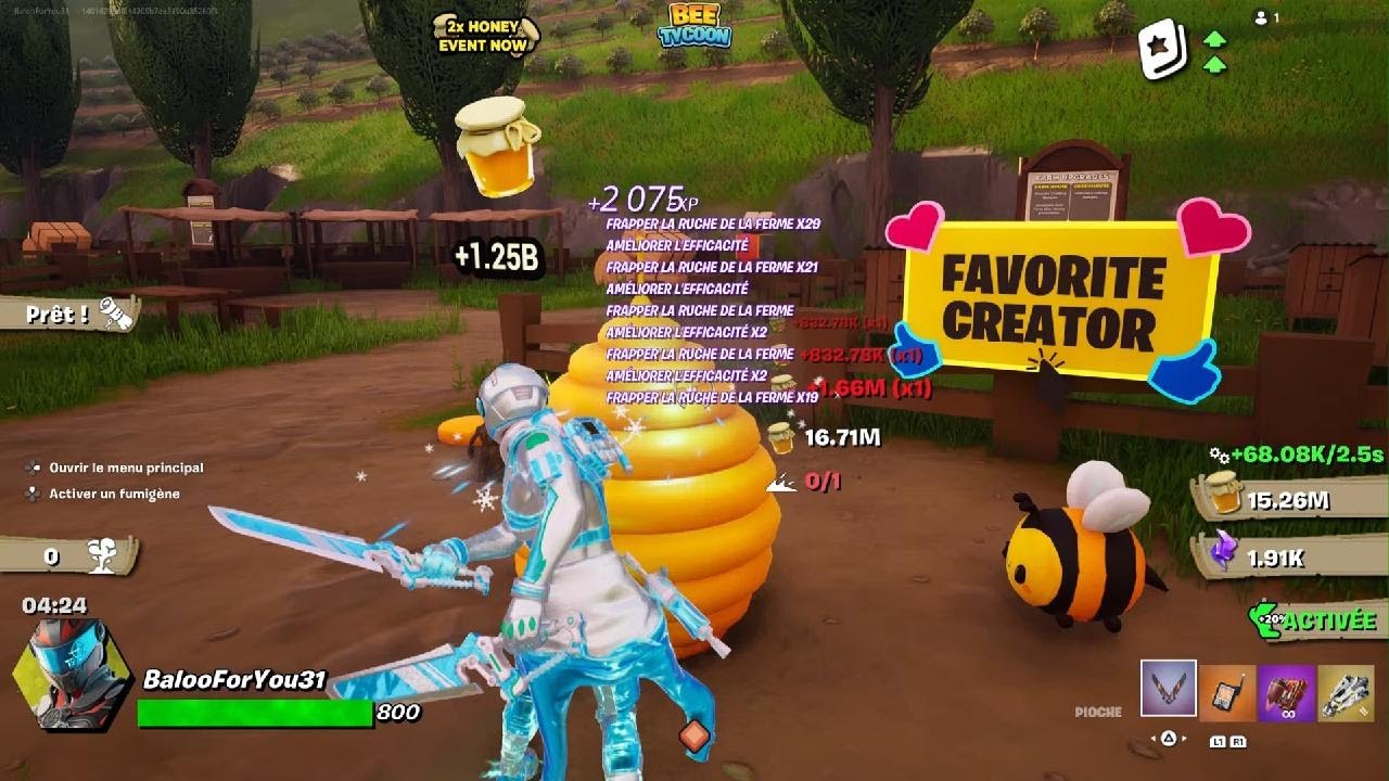 TUTO TYCOON ABEILLE (BEE) SUR FORTNITE ! 😃😃😃